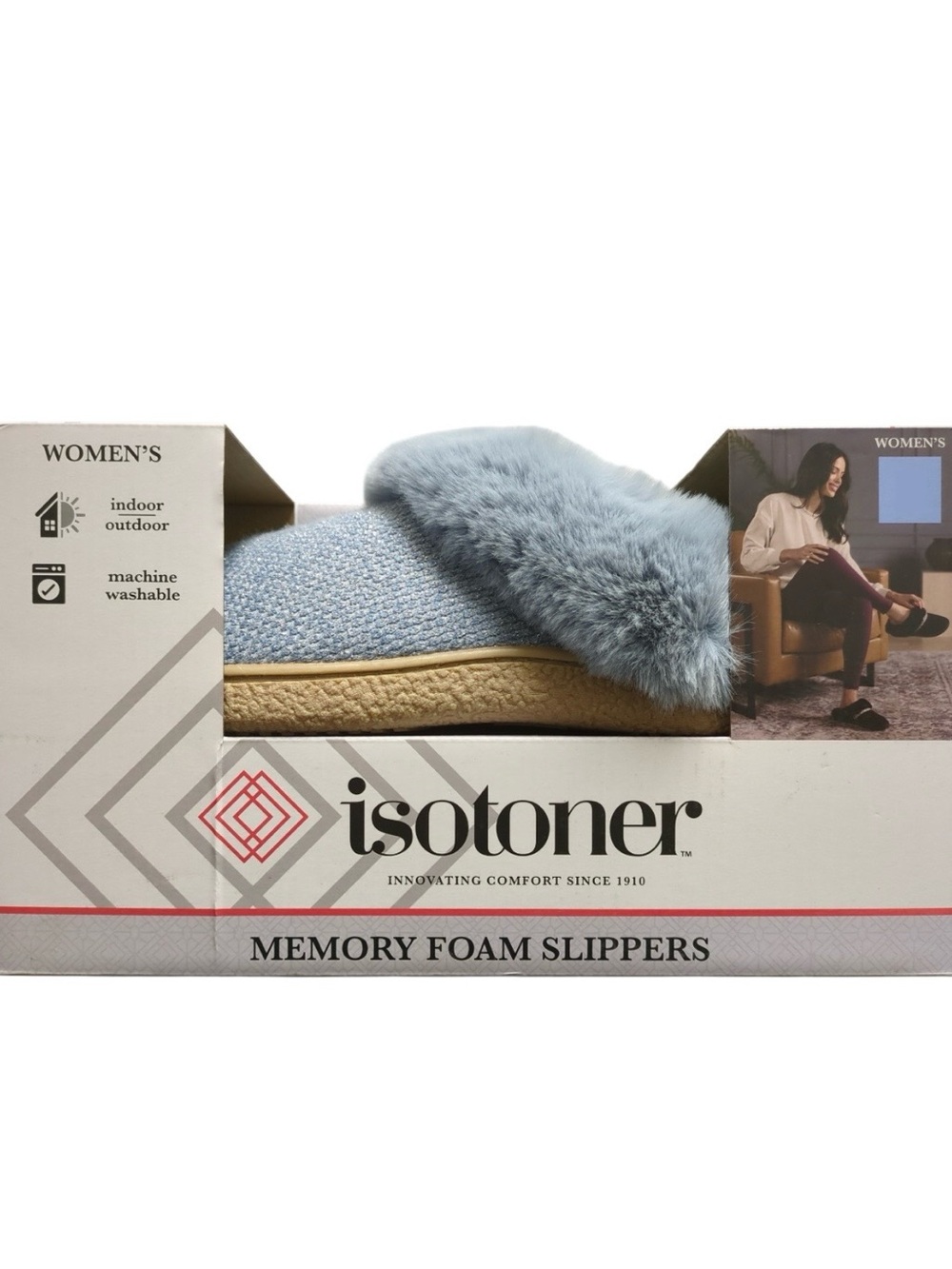 Isotoner Blue Willow Boxed Slippers - XL 9.5-10